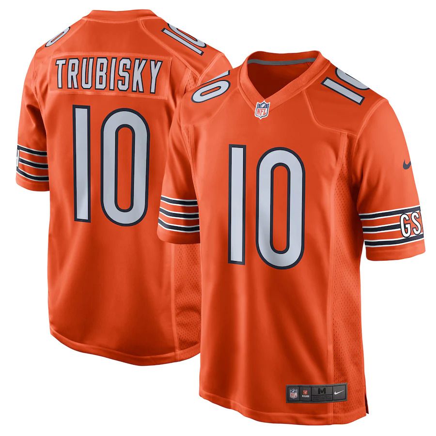 Men Chicago Bears #10 Mitchell Trubisky Nike Oragne Game Player NFL Jersey->chicago bears->NFL Jersey